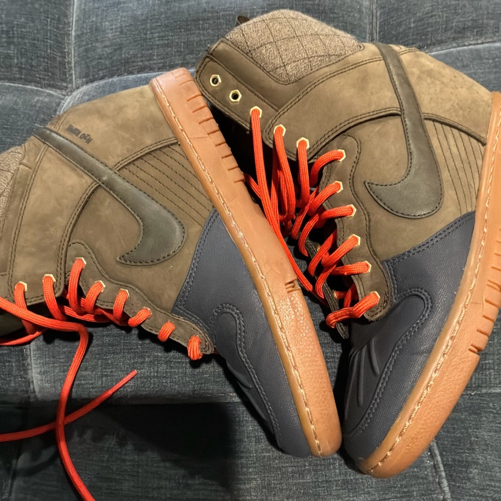 Nike Brown and Orange High-Top Sneakers WOMENS
